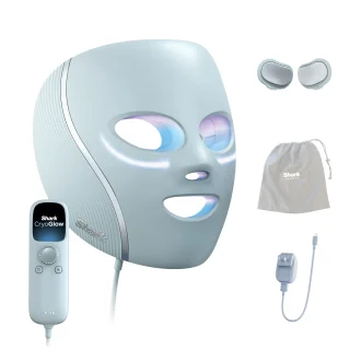 Máscara facial CryoGlow Shark con luz iQLED roja, azul e infrarroja y enfriamiento para el área debajo de los ojos