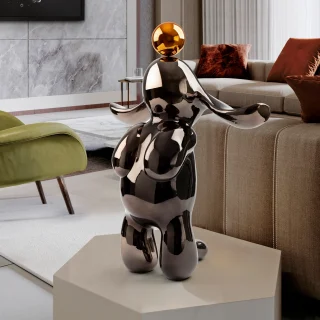 Figura Decorativa Conejo Gris/Naranja Schuller