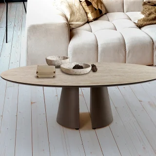 Mesa Centro Ovalada Travertino Samara Schuller