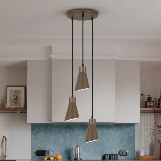 Lámpara Colgante 3 Luces Marrón Bera Schuller