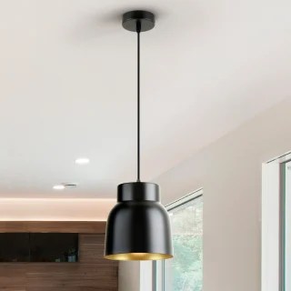 Lámpara Sobremesa Negro Oro Vulcano Schuller