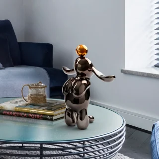 Figura Decorativa Conejo Pequeño Gris/Naranja Schuller