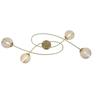 Plafon Techo 4 Luces Roche Latón Ámbar - Alemar - 11922