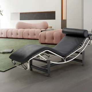 Chaise Longue Piel Negra Colección Leco Schuller