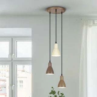 Lámpara Colgante 3 Luces Marrón Crema Afra Schuller