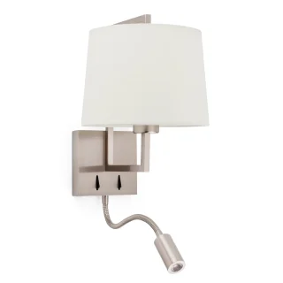 Luminaria Pared FRAME Níquel/Beige LED | FARO | 20172-02