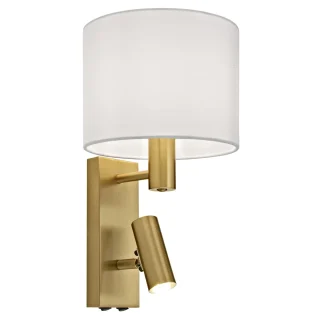 Aplique de Pared Hera Latón con Pantalla Blanca - ALEMAR - 11864