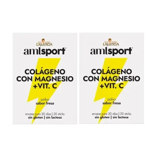 Amlsport Colágeno Con Magnesio + Vitamina C Sabor Fresa, 2X20 Sticks