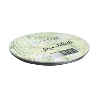 Balanza digital redonda estampada hasta 5 kg con pantalla LCD