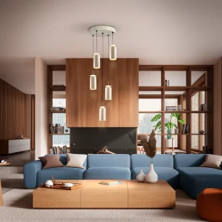 Lámpara Colgante 5 Luces Crema Alfara Schuller