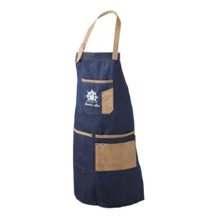 Delantal barbero Barber Line tejano y cuero