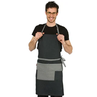 Delantal peto de barbero de tejano elástico