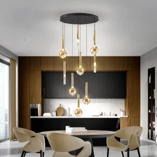 Lámpara Colgante 9 Luces Negro Dorado Essenza Schuller