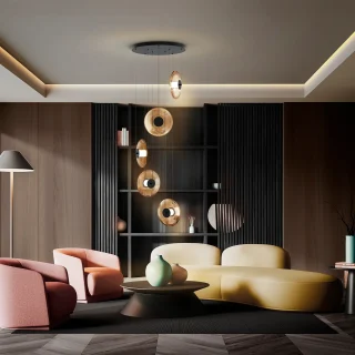 Lámpara Colgante 5 Luces Negro-Ambar Diabolo Schuller