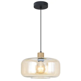 Colgante 1 Luz CAIRA Negro/Ámbar E27 - ALEMAR - 11913