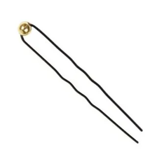 Horquilla negro Eurostil adorno perla dorada bolsa 6 unidades