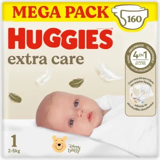 Huggies Extra Care Talla 1 (3-5 Kg) Pañal Para Bebé Disney , 160 Unidades