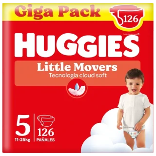Huggies Little Movers Talla 5 (11-25Kg) Pañal Para Bebé Disney , 126 Unidades