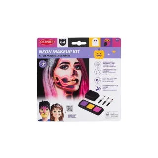 Maquillaje Halloween UV violeta, amarillo y rosa