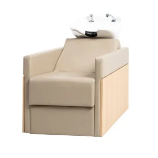 Lavacabezas Rustik beige madera y polipiel