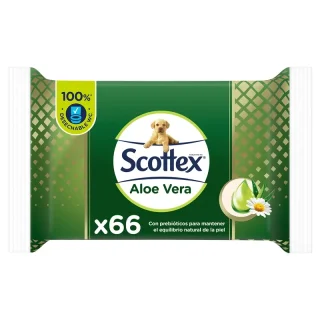 Scottex Aloe Vera Papel Higiénico Húmedo , 66 unidades