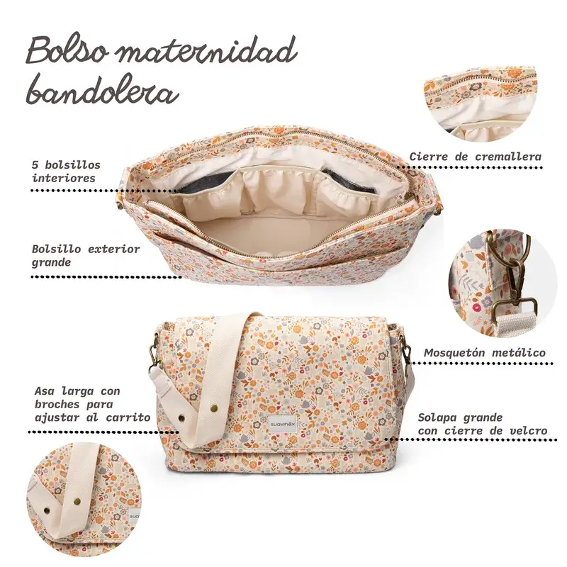 Suavinex Bolso Maternidad Bandolera, Gris - Imagen 6